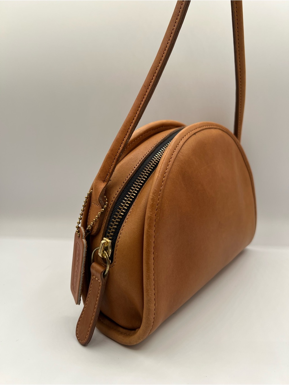 Vintage Coach 9911 Kimball Zip British Tan Glovetanned Leather Crossbody USA